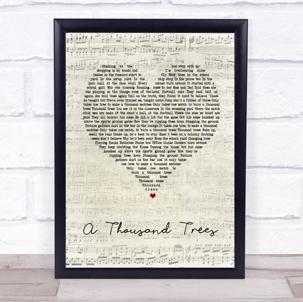 Stereophonics A Thousand Trees Script Heart Song Lyric Quote Print