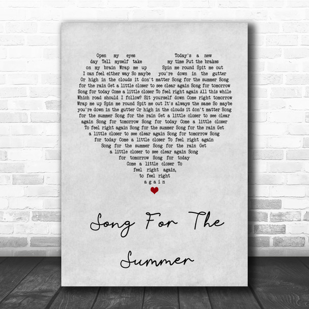 Stereophonics Song For The Summer Grey Heart Quote Song Lyric Print