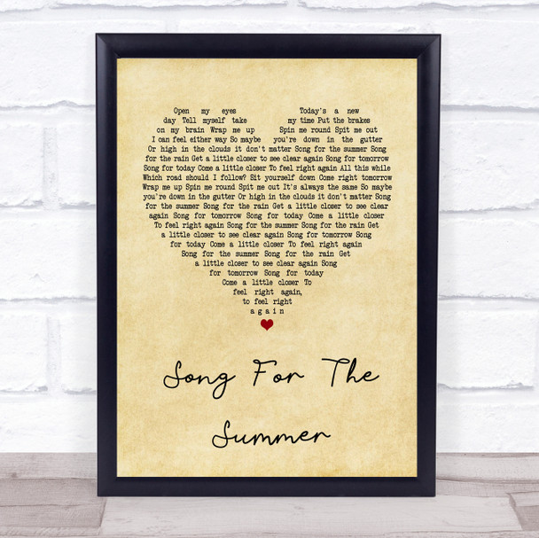 Stereophonics Song For The Summer Vintage Heart Quote Song Lyric Print