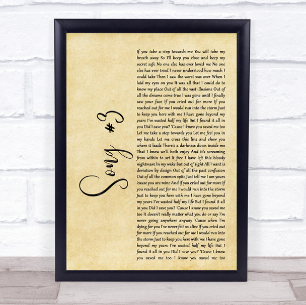 Stone Sour Song 3 Rustic Script Song Lyric Quote Print