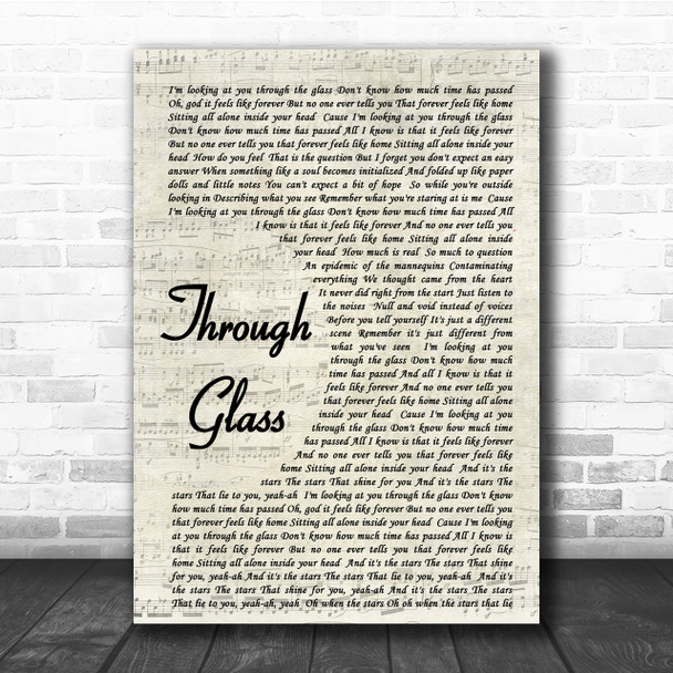 Stone Sour Through Glass Song Lyric Vintage Script Quote Print