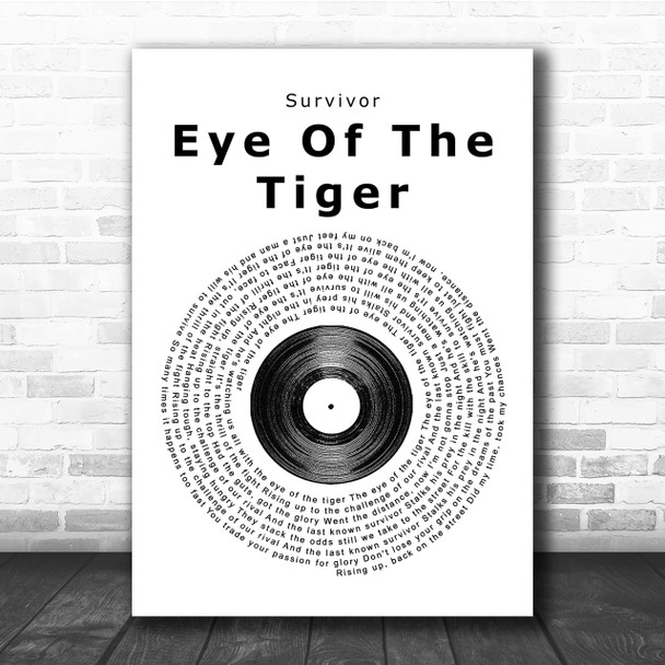 Survivor Eye Of The Tiger Vinyl Record Song Lyric Quote Print