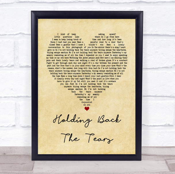 Take That Holding Back The Tears Vintage Heart Quote Song Lyric Print
