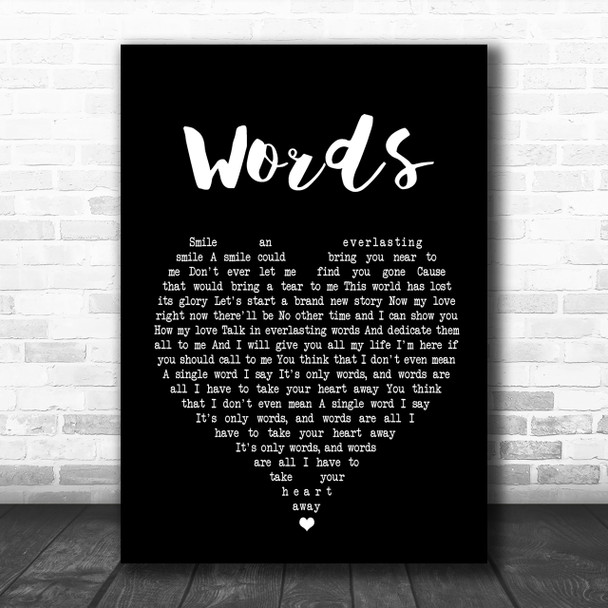 Bee Gees Words Black Heart Song Lyric Music Wall Art Print