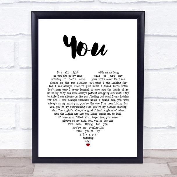 Ten Sharp You Heart Song Lyric Quote Print