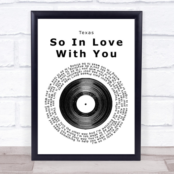 Texas So In Love With You Vinyl Record Song Lyric Quote Print