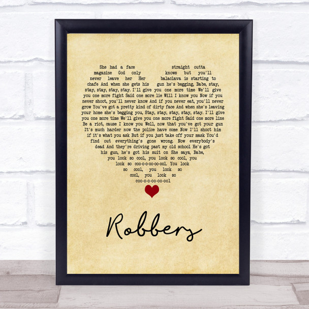The 1975 Robbers Vintage Heart Quote Song Lyric Print