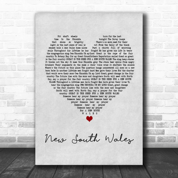 The Alarm New South Wales Grey Heart Quote Song Lyric Print