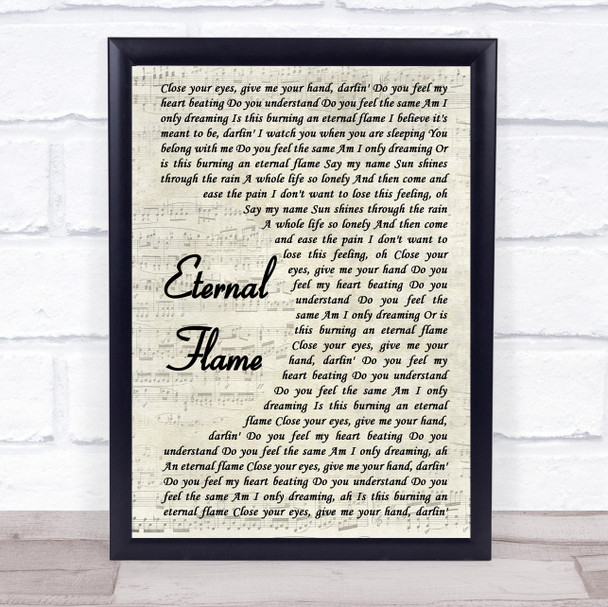 The Bangles Eternal Flame Song Lyric Vintage Script Quote Print