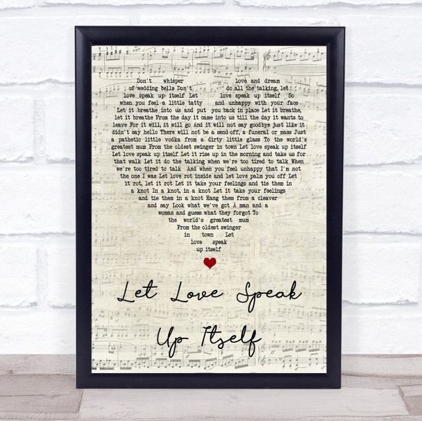 The Beautiful South Let Love Speak Up Itself Script Heart Song Lyric Print