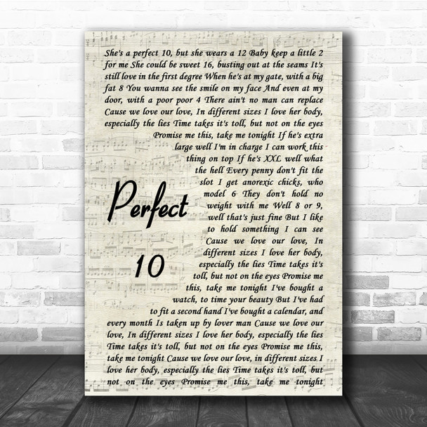 The Beautiful South Perfect 10 Song Lyric Vintage Script Quote Print