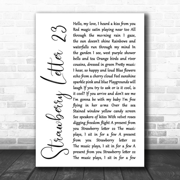 The Brothers Johnson Strawberry Letter 23 White Script Song Lyric Quote Print