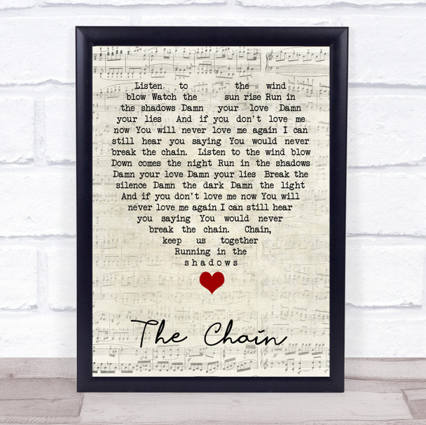 The Chain Fleetwood Mac Script Heart Quote Song Lyric Print