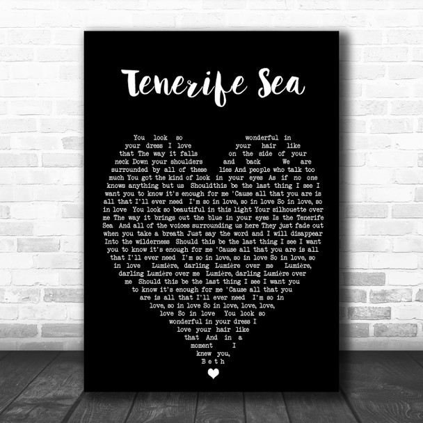 Tenerife Sea Ed Sheeran Black Heart Song Lyric Music Wall Art Print