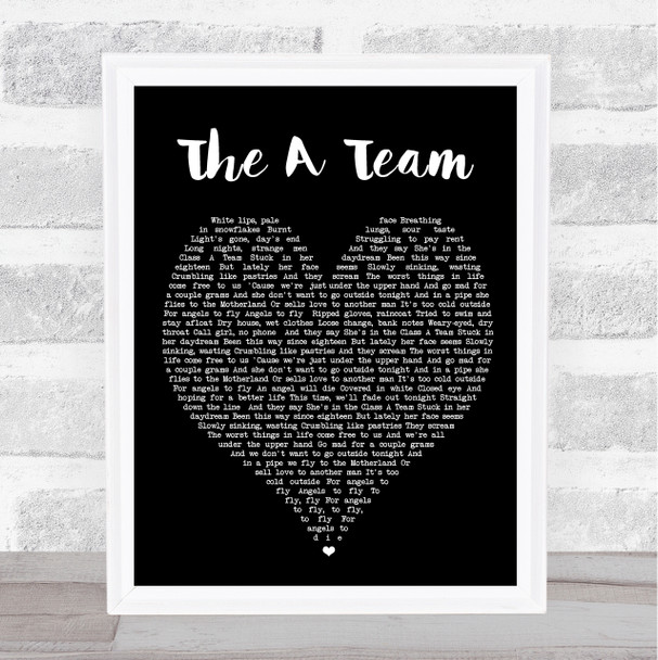 The A Team Ed Sheeran Black Heart Song Lyric Music Wall Art Print