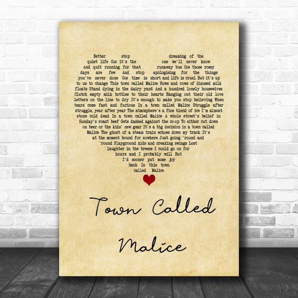 The Jam Town Called Malice Vintage Heart Quote Song Lyric Print