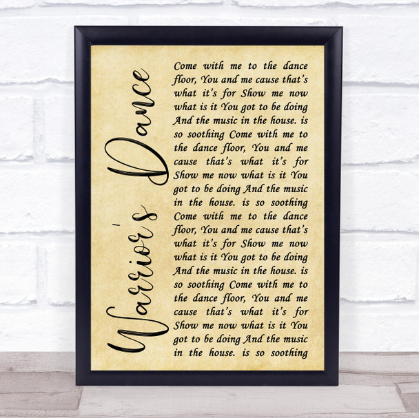 The Prodigy Warrior's Dance Rustic Script Song Lyric Quote Print