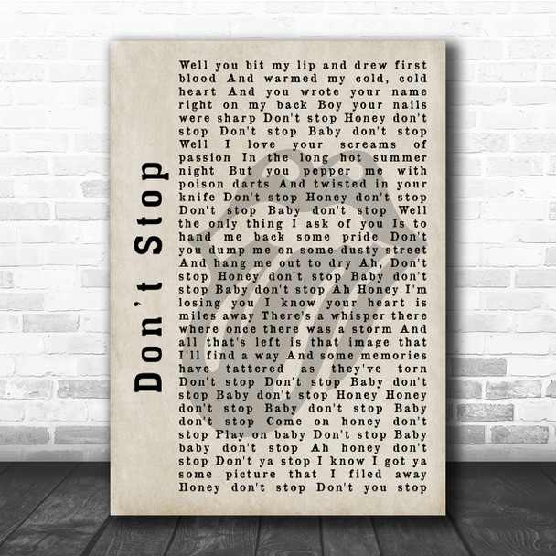 The Rolling Stones Dont Stop Shadow Song Lyric Quote Print