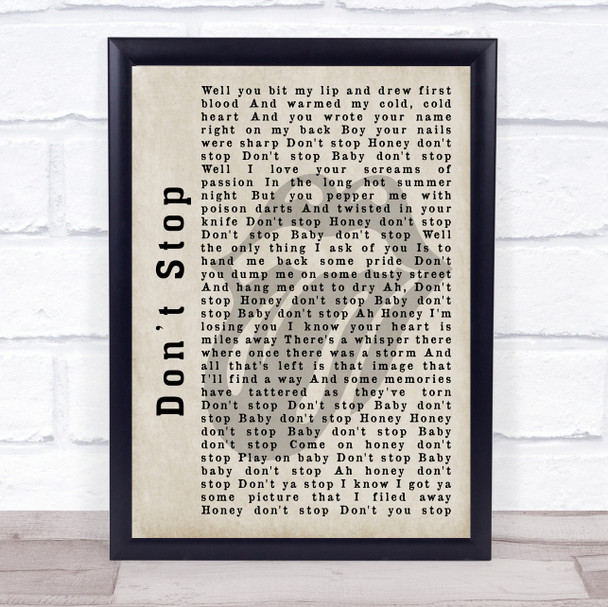 The Rolling Stones Dont Stop Shadow Song Lyric Quote Print