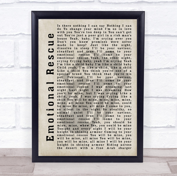 The Rolling Stones Emotional Rescue Shadow Song Lyric Quote Print