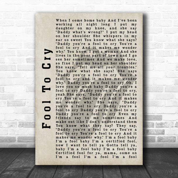The Rolling Stones Fool To Cry Shadow Song Lyric Quote Print
