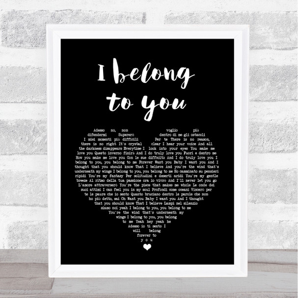 Anastacia Eros Ramazotti I belong to you Black Heart Song Lyric Music Wall Art Print