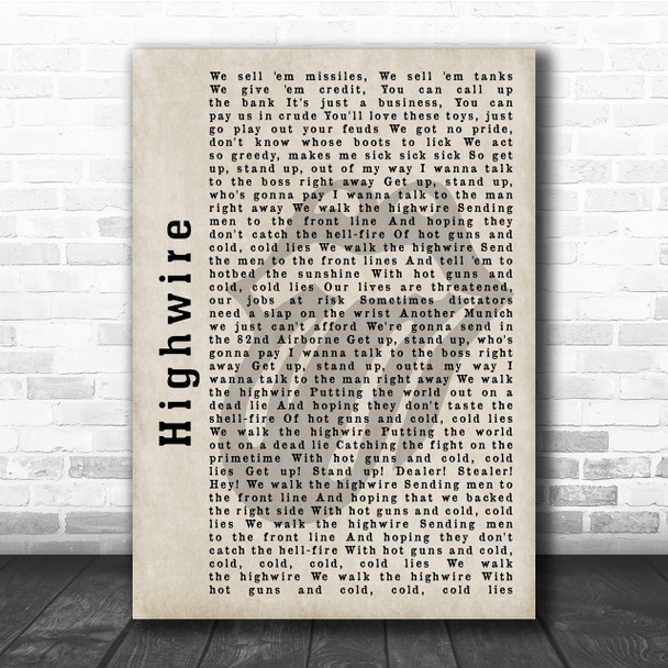 The Rolling Stones Highwire Shadow Song Lyric Quote Print