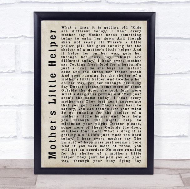 The Rolling Stones Mother's Little Helper Shadow Song Lyric Quote Print