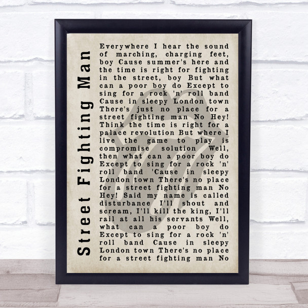 The Rolling Stones Street Fighting Man Shadow Song Lyric Quote Print