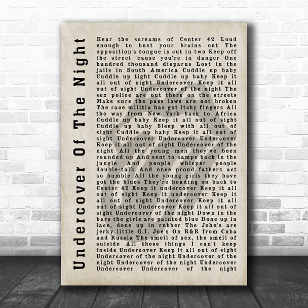 The Rolling Stones Undercover Of The Night Shadow Song Lyric Quote Print