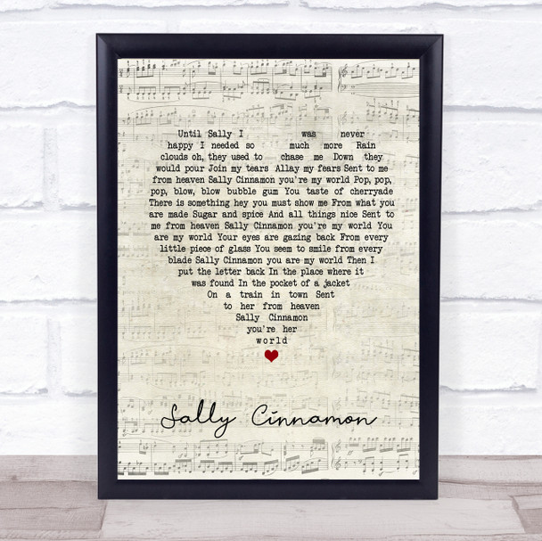 The Stone Roses Sally Cinnamon Script Heart Song Lyric Quote Print