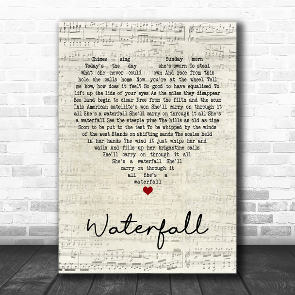 The Stone Roses Waterfall Script Heart Song Lyric Quote Print