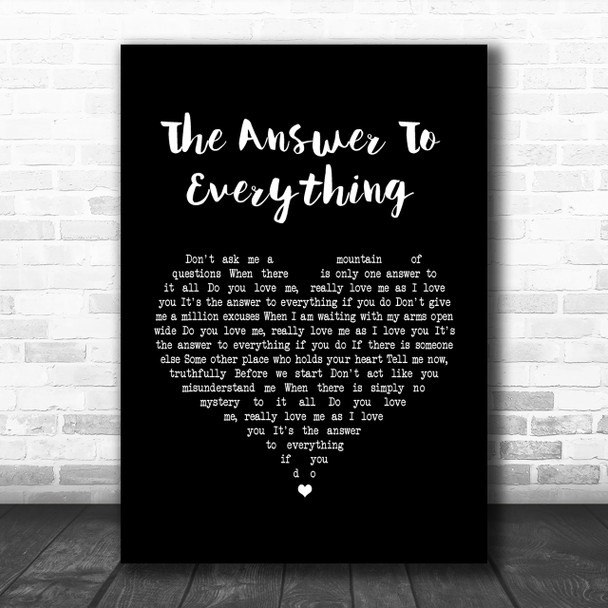 David Alexander The Answer To Everything Black Heart Song Lyric Music Wall Art Print