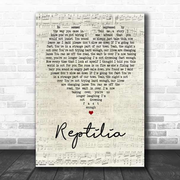 The Strokes Reptilia Script Heart Quote Song Lyric Print