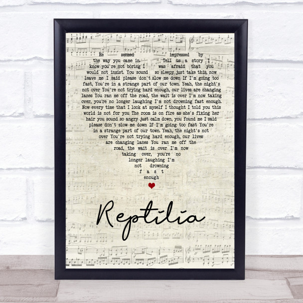 The Strokes Reptilia Script Heart Quote Song Lyric Print