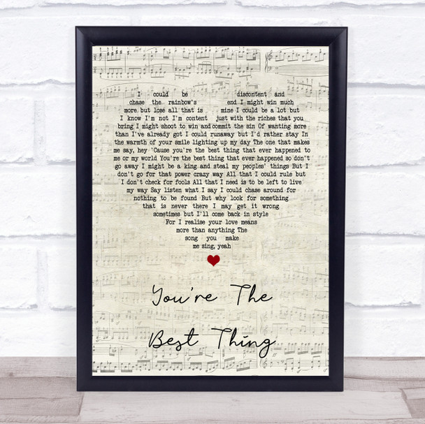 The Style Council You're The Best Thing Script Heart Song Lyric Quote Print