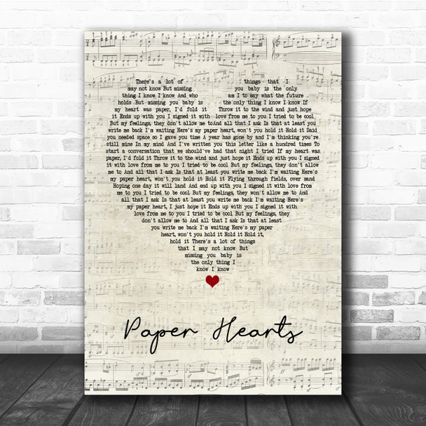 The Vamps Paper Hearts Script Heart Quote Song Lyric Print