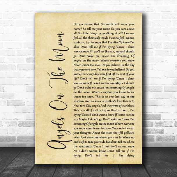 Thriving Ivory Angels On The Moon Rustic Script Song Lyric Quote Print