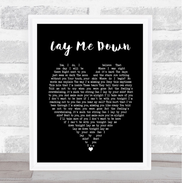 Lay Me Down Sam Smith Black Heart Song Lyric Music Wall Art Print