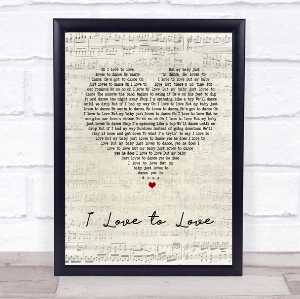 Tina Charles I Love to Love Script Heart Song Lyric Quote Print