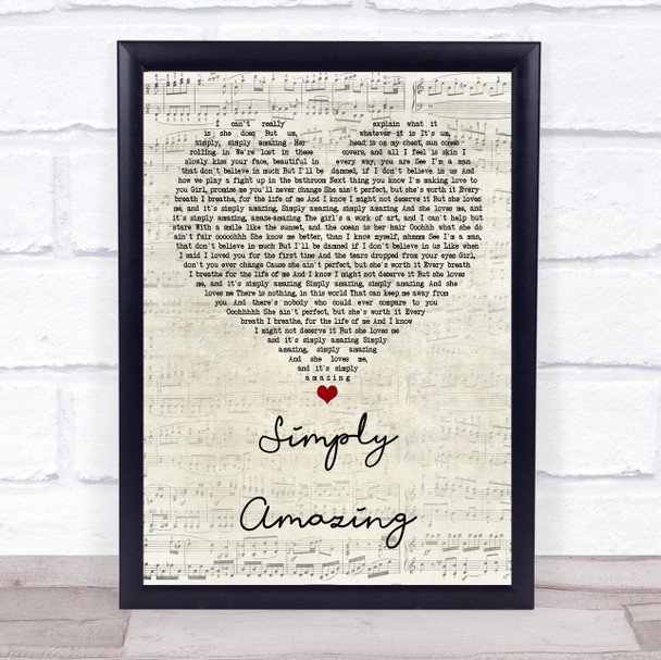 Trey Songz Simply Amazing Script Heart Song Lyric Quote Print