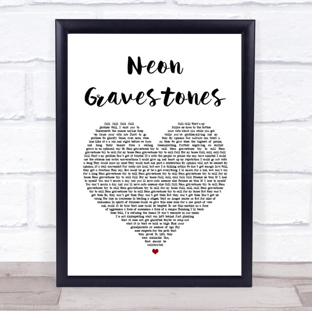 Twenty One Pilots Neon Gravestones Heart Song Lyric Quote Print