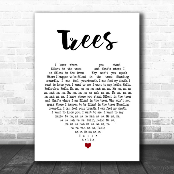 Twenty One Pilots Trees Heart Song Lyric Quote Print