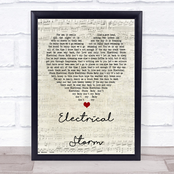 U2 Electrical Storm Script Heart Song Lyric Quote Print