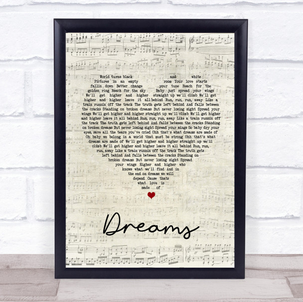 Van Halen Dreams Script Heart Song Lyric Quote Print