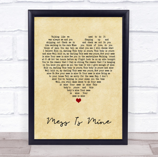 Vance Joy Mess Is Mine Vintage Heart Quote Song Lyric Print