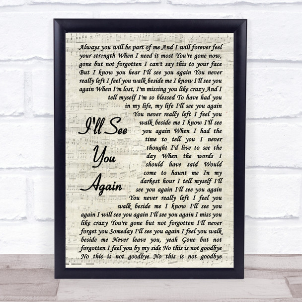 Westlife I'll See You Again Song Lyric Vintage Script Quote Print