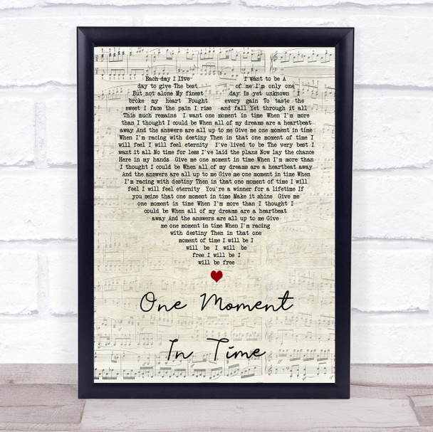 Whitney Houston One Moment In Time Script Heart Song Lyric Quote Print