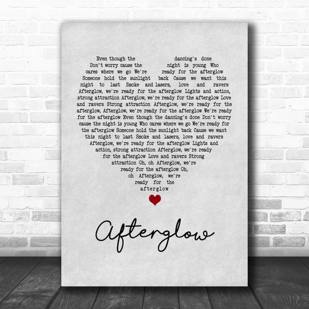 Wilkinson Afterglow Grey Heart Quote Song Lyric Print