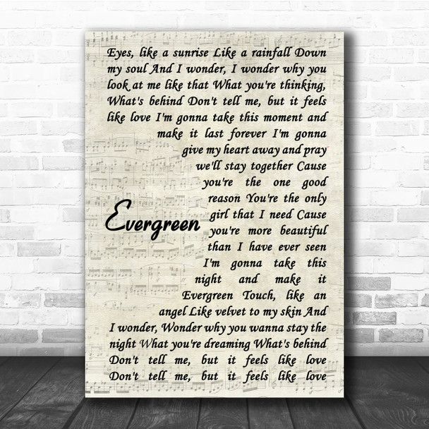 Will Young Evergreen Song Lyric Vintage Script Quote Print